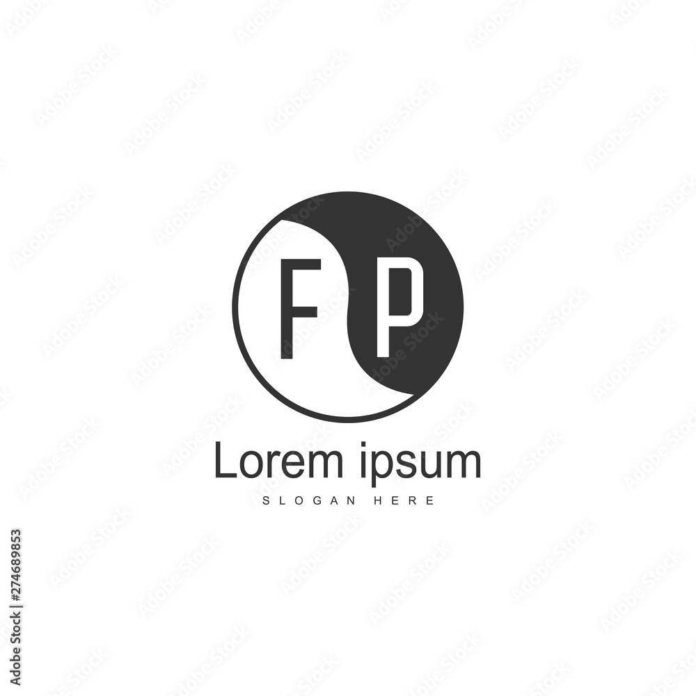 Initial FP logo template with modern frame. Minimalist FP letter logo vector illustration