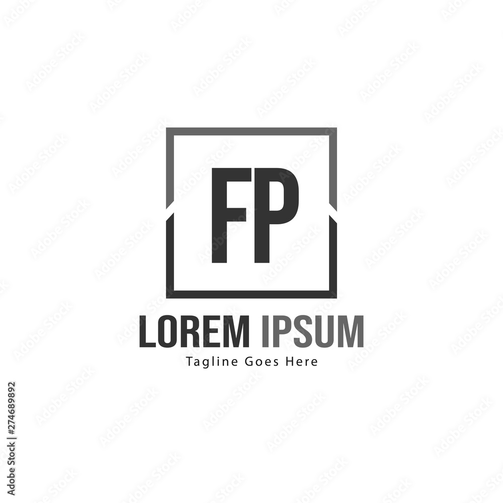 Initial FP logo template with modern frame. Minimalist FP letter logo vector illustration Initial FP logo template with modern frame. Minimalist FP letter logo vector illustration