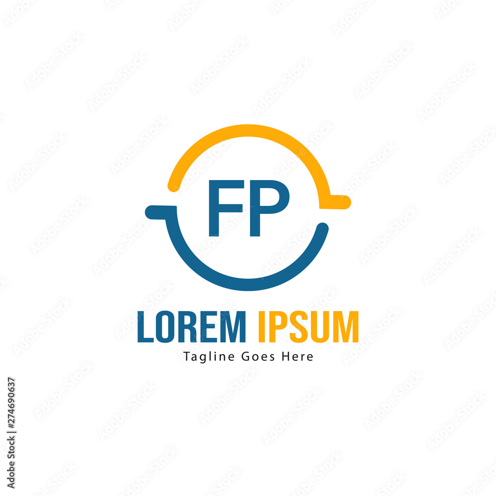 Initial FP logo template with modern frame. Minimalist FP letter logo vector illustration Initial FP logo template with modern frame. Minimalist FP letter logo vector illustration