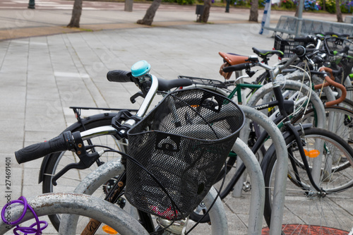 bikes parked in the city, ecological urban transport