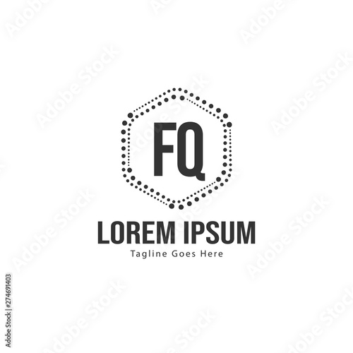 Initial FQ logo template with modern frame. Minimalist FQ letter logo vector illustration