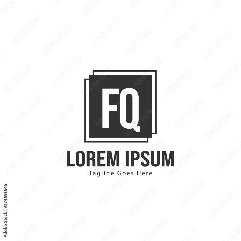 Initial FQ logo template with modern frame. Minimalist FQ letter logo vector illustration