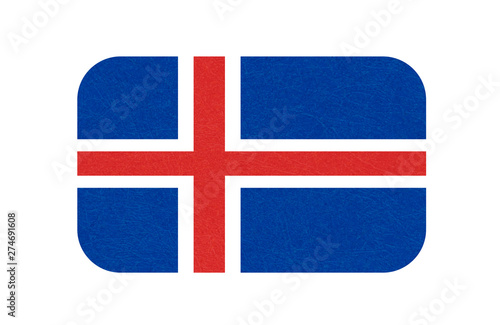 Iceland flag, isolated icon of icelandic banner with scratched texture, grunge, Scandinavian northern country.