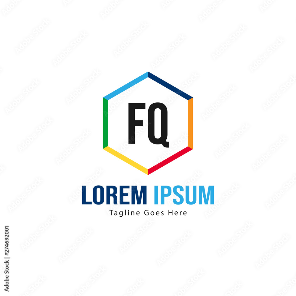 Initial FQ logo template with modern frame. Minimalist FQ letter logo vector illustration Initial FQ logo template with modern frame. Minimalist FQ letter logo vector illustration