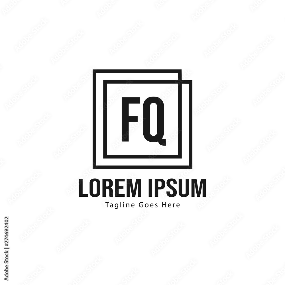 Obraz premium Initial FQ logo template with modern frame. Minimalist FQ letter logo vector illustration