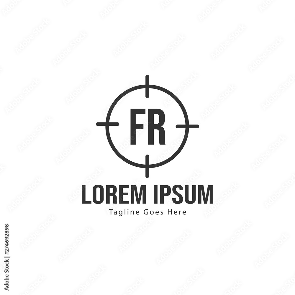 Initial FR logo template with modern frame. Minimalist FR letter logo vector illustration Initial FR logo template with modern frame. Minimalist FR letter logo vector illustration