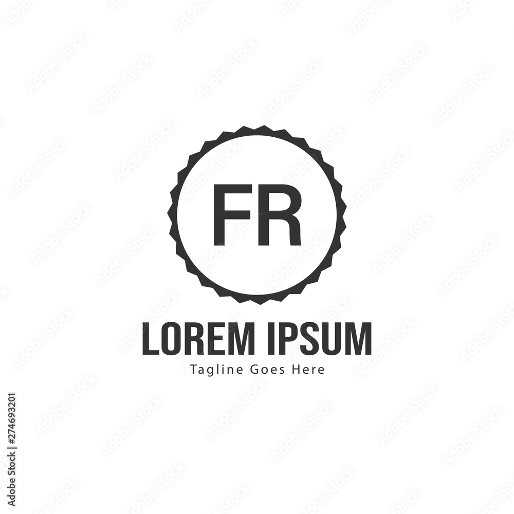 Initial FR logo template with modern frame. Minimalist FR letter logo vector illustration Initial FR logo template with modern frame. Minimalist FR letter logo vector illustration