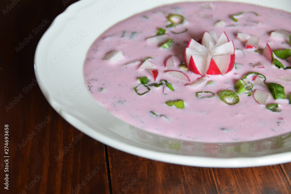 cold beetroot soup with radish and egg cold beetroot soup with radish and egg