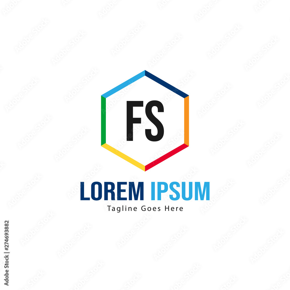 Initial FS logo template with modern frame. Minimalist FS letter logo vector illustration