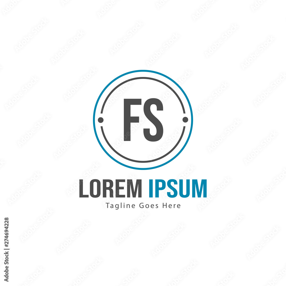 Initial FS logo template with modern frame. Minimalist FS letter logo vector illustration