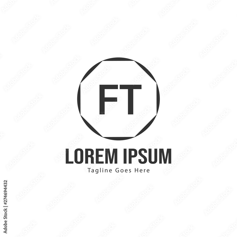 Obraz premium Initial FT logo template with modern frame. Minimalist FT letter logo vector illustration