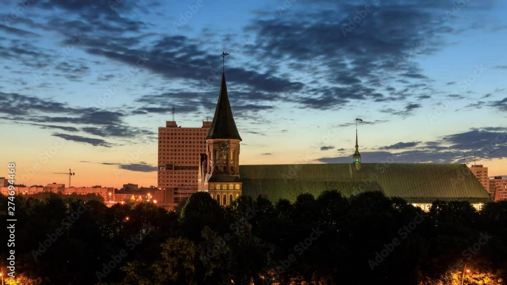 The Cathedral in Kaliningrad, Russia, night time lapse The Cathedral in Kaliningrad, Russia, night time lapse