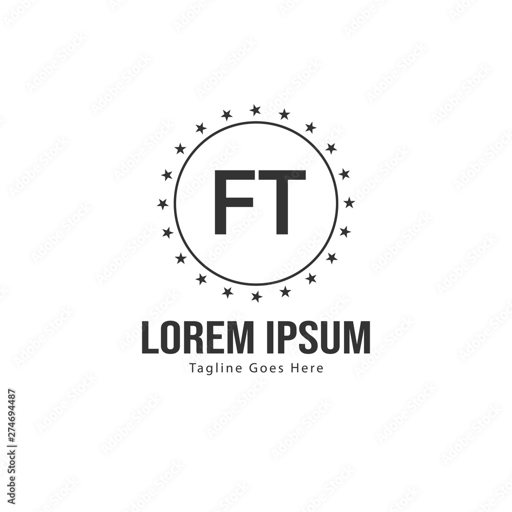 Initial FT logo template with modern frame. Minimalist FT letter logo vector illustration Initial FT logo template with modern frame. Minimalist FT letter logo vector illustration