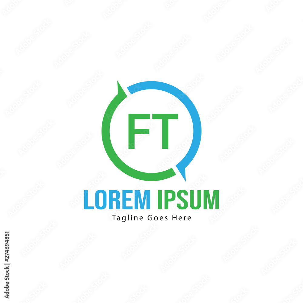 Initial FT logo template with modern frame. Minimalist FT letter logo vector illustration Initial FT logo template with modern frame. Minimalist FT letter logo vector illustration