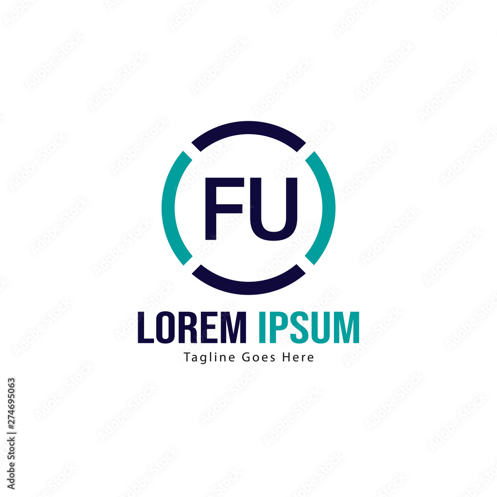 Initial FU logo template with modern frame. Minimalist FU letter logo vector illustration Initial FU logo template with modern frame. Minimalist FU letter logo vector illustration