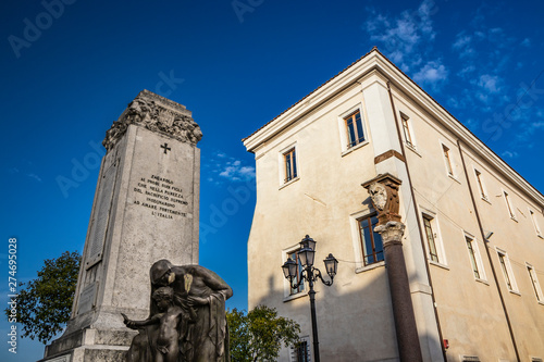 Rospigliosi palace, formerly castle of the Colonna princes. The war memorial: 