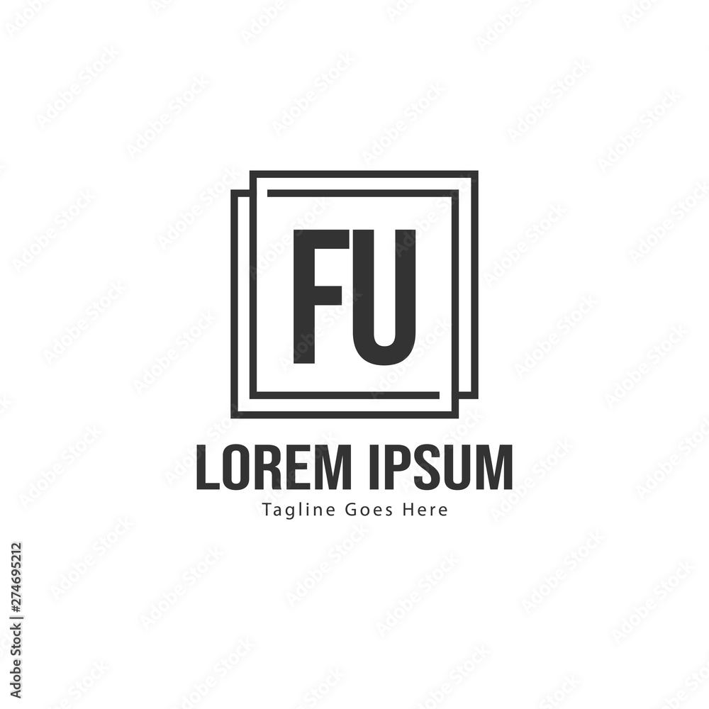 Initial FU logo template with modern frame. Minimalist FU letter logo vector illustration Initial FU logo template with modern frame. Minimalist FU letter logo vector illustration