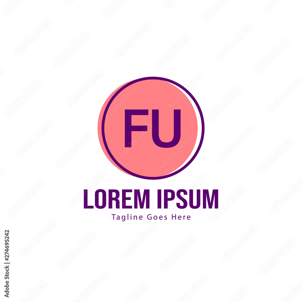Initial FU logo template with modern frame. Minimalist FU letter logo vector illustration Initial FU logo template with modern frame. Minimalist FU letter logo vector illustration