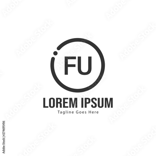 Initial FU logo template with modern frame. Minimalist FU letter logo vector illustration