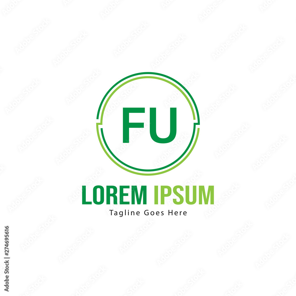 Initial FU logo template with modern frame. Minimalist FU letter logo vector illustration Initial FU logo template with modern frame. Minimalist FU letter logo vector illustration
