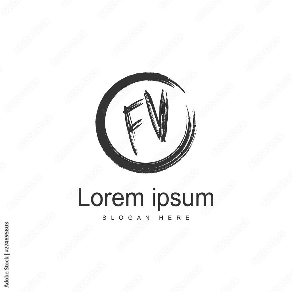 Initial FV logo template with modern frame. Minimalist FV letter logo vector illustration Initial FV logo template with modern frame. Minimalist FV letter logo vector illustration