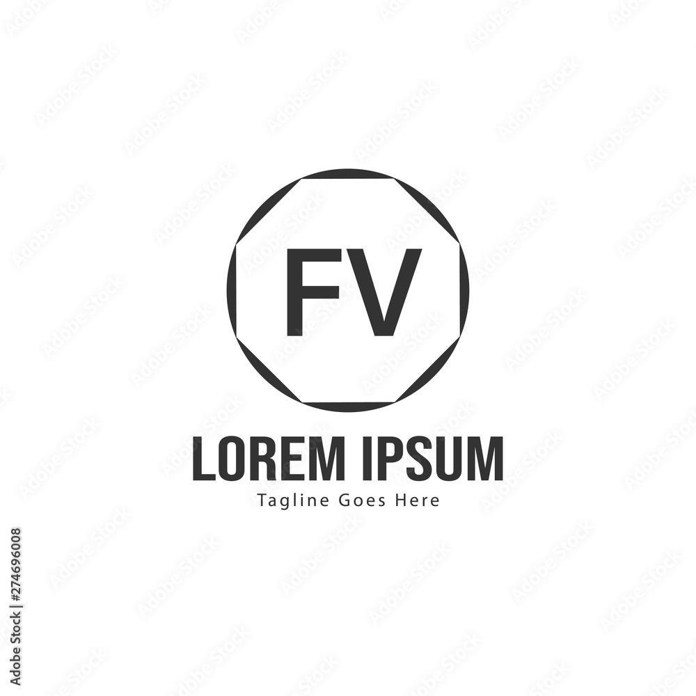 Initial FV logo template with modern frame. Minimalist FV letter logo vector illustration Initial FV logo template with modern frame. Minimalist FV letter logo vector illustration