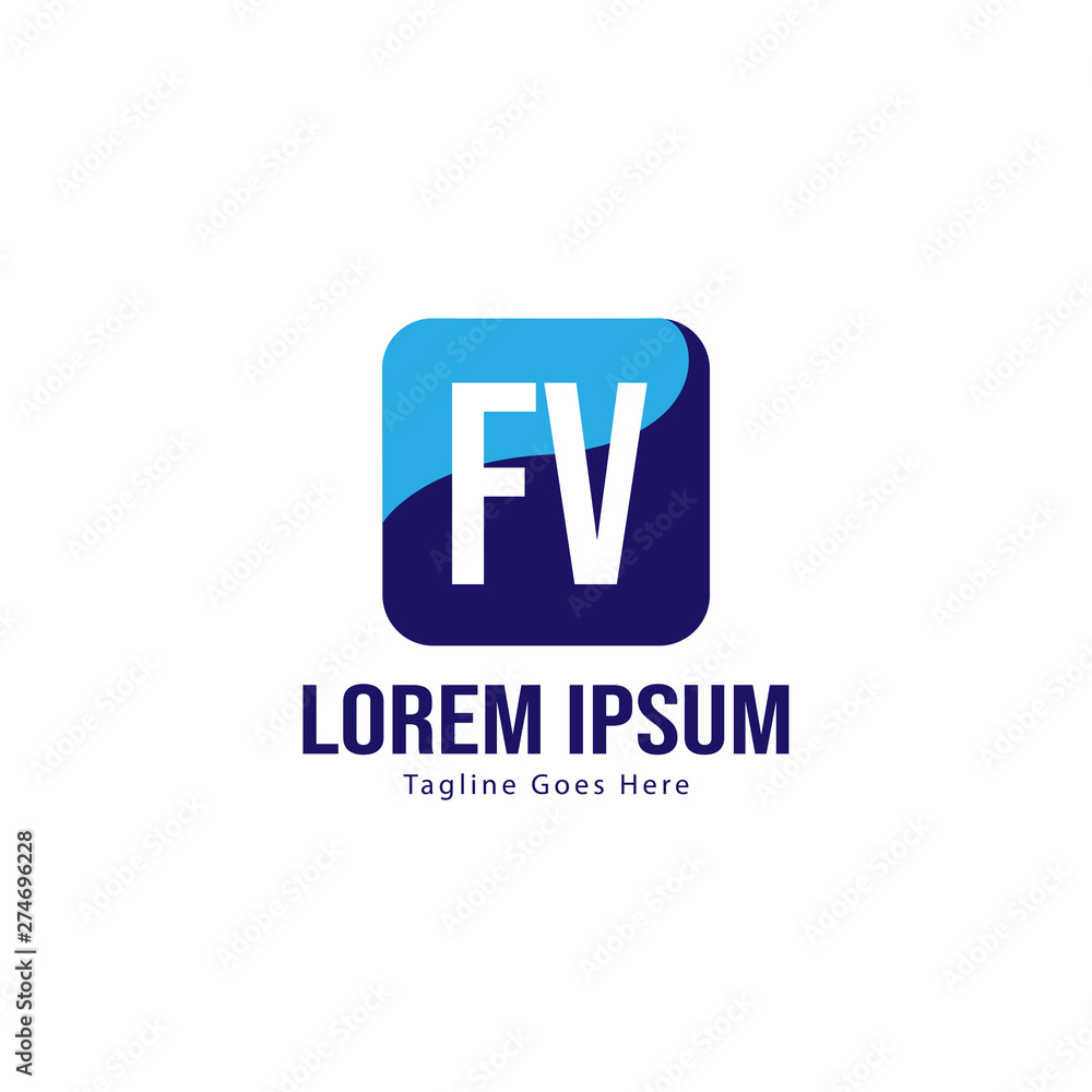 Initial FV logo template with modern frame. Minimalist FV letter logo vector illustration