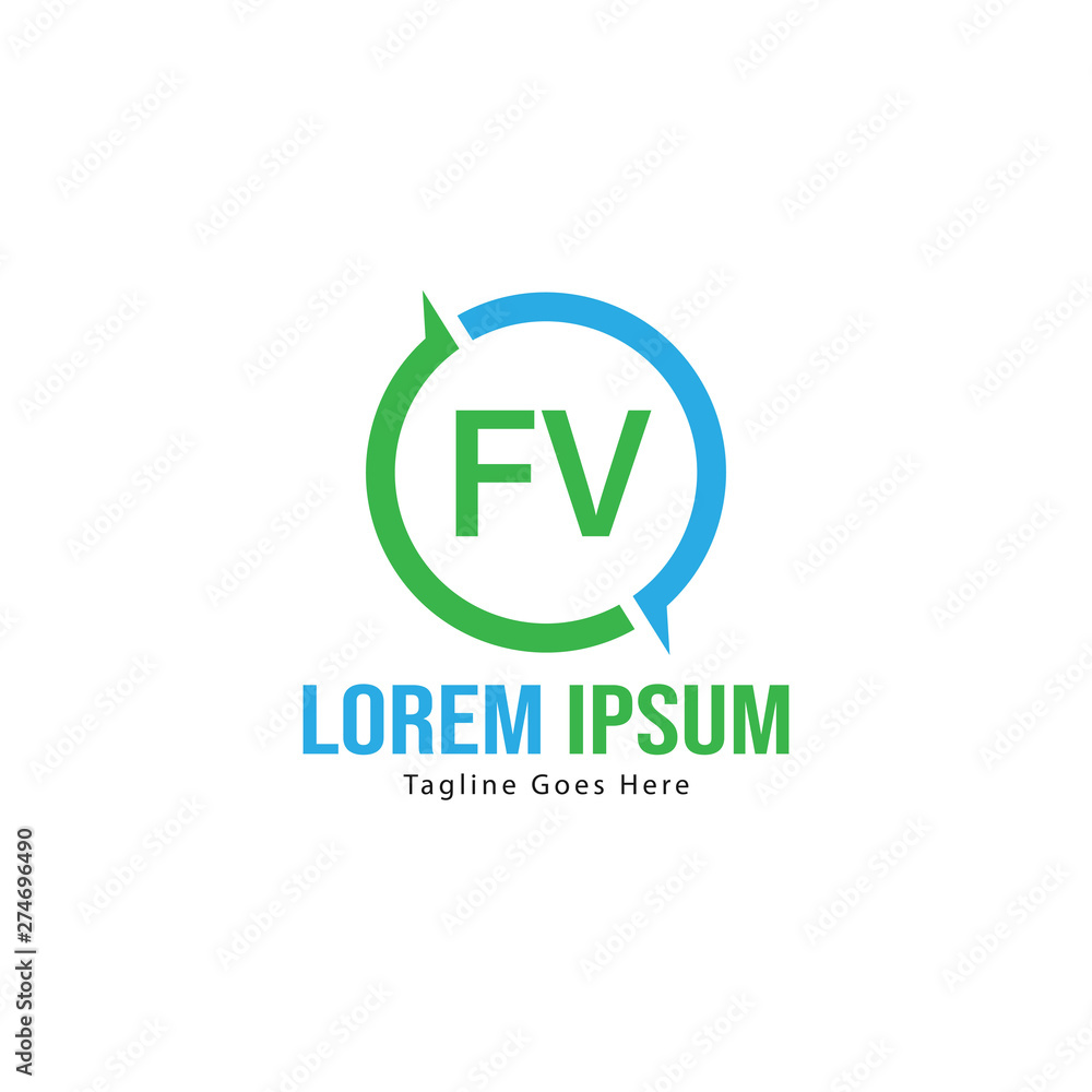 Initial FV logo template with modern frame. Minimalist FV letter logo vector illustration Initial FV logo template with modern frame. Minimalist FV letter logo vector illustration
