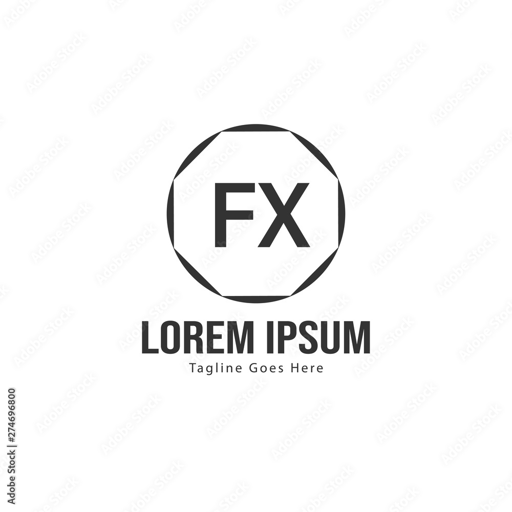 Initial FX logo template with modern frame. Minimalist FX letter logo vector illustration Initial FX logo template with modern frame. Minimalist FX letter logo vector illustration