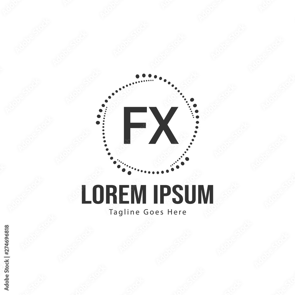 Initial FX logo template with modern frame. Minimalist FX letter logo vector illustration