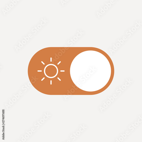 Flat illustration concept of user Interface element - On Off switcher, Day and Night, Sun and Moon. Isolated vector for mobile and web.