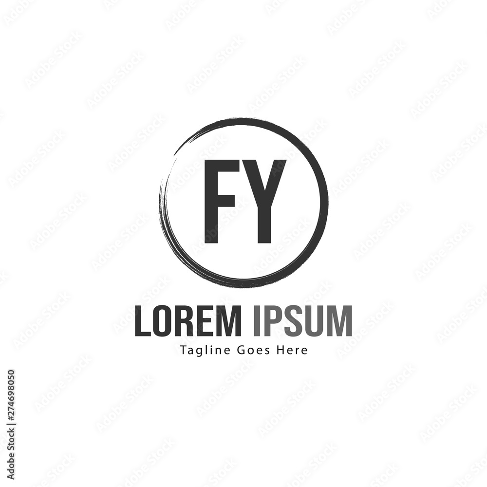 Initial FY logo template with modern frame. Minimalist FY letter logo vector illustration