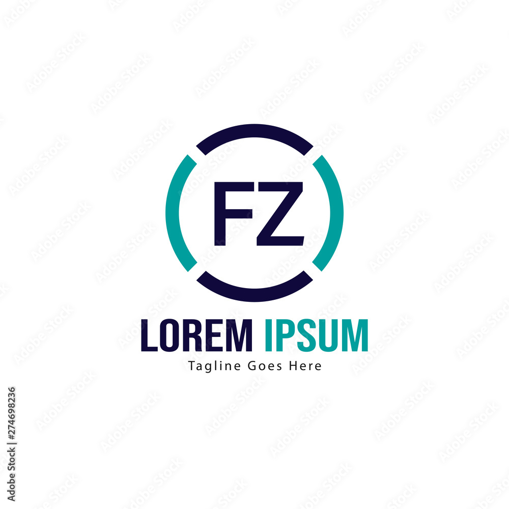 Obraz premium Initial FZ logo template with modern frame. Minimalist FZ letter logo vector illustration