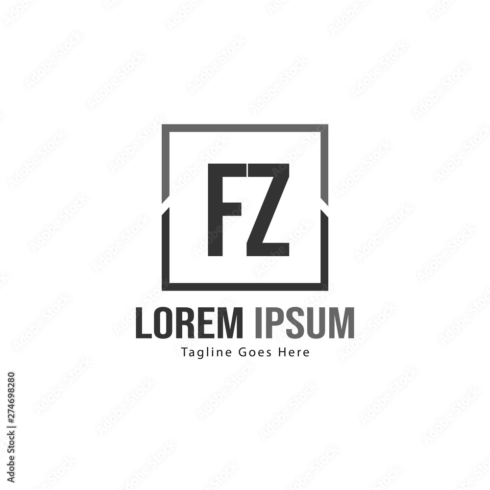 Initial FZ logo template with modern frame. Minimalist FZ letter logo vector illustration Initial FZ logo template with modern frame. Minimalist FZ letter logo vector illustration