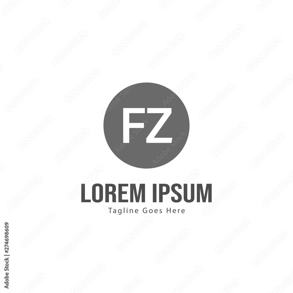 Initial FZ logo template with modern frame. Minimalist FZ letter logo vector illustration Initial FZ logo template with modern frame. Minimalist FZ letter logo vector illustration