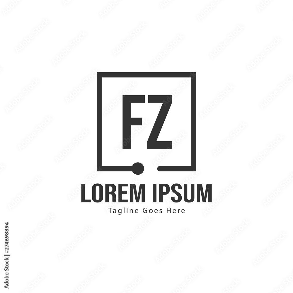 Initial FZ logo template with modern frame. Minimalist FZ letter logo vector illustration Initial FZ logo template with modern frame. Minimalist FZ letter logo vector illustration