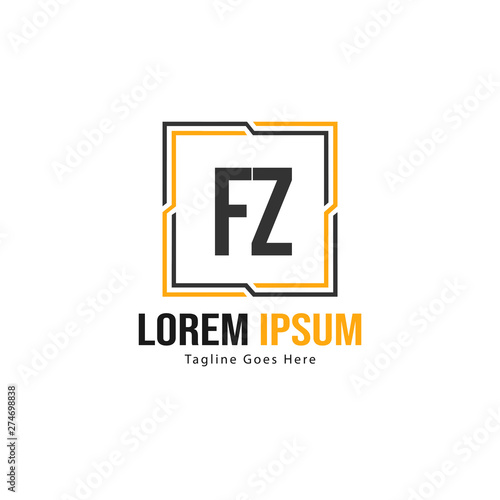 Initial FZ logo template with modern frame. Minimalist FZ letter logo vector illustration