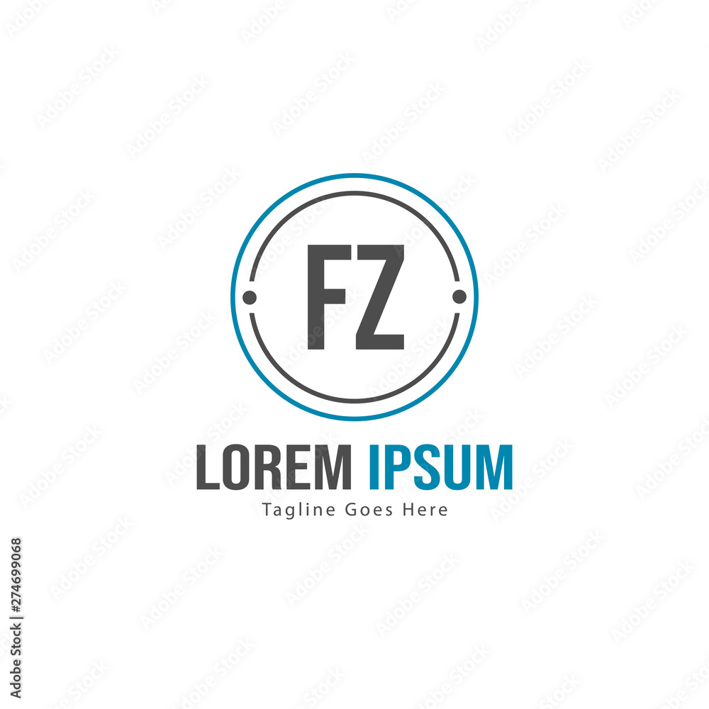 Initial FZ logo template with modern frame. Minimalist FZ letter logo vector illustration Initial FZ logo template with modern frame. Minimalist FZ letter logo vector illustration