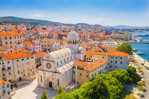 Croatia, city of Sibenik, panoramic view od the old town center and cathedral of St James, most important architectural monument of the Renaissance era in Croatia, UNESCO World Heritage photo