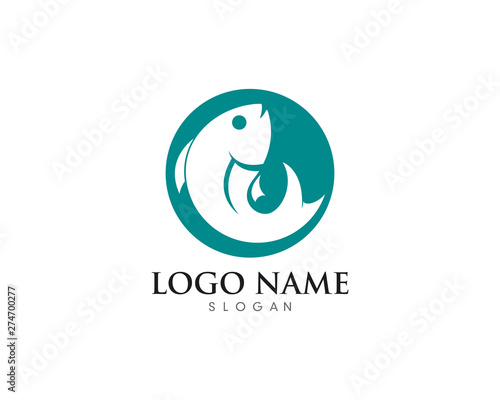 Fish logo template. Creative symbol of fishing club or online 