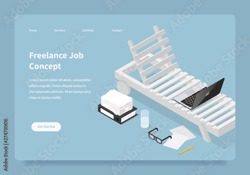 Work From Home Isometric Illustration