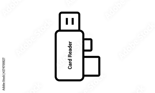 USB card icon in outline style for data storage and transfer