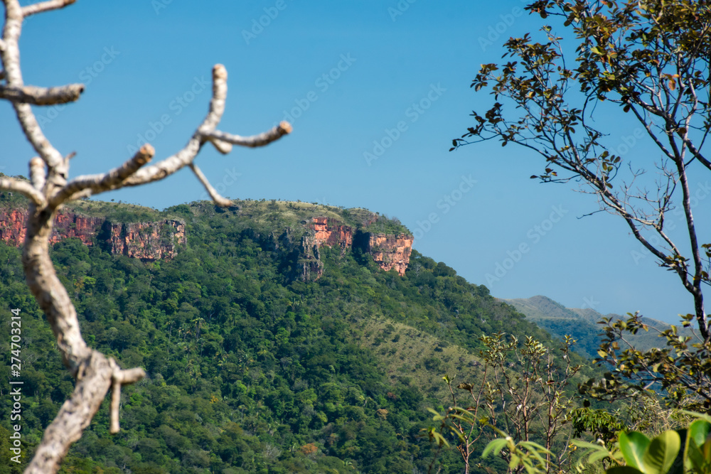 Slope view from the top with extensive sea wall as cut mountain Slope view from the top with extensive sea wall as cut mountain