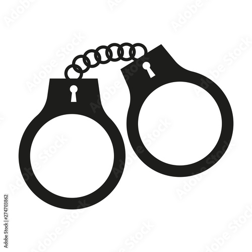 Black handcuffs on a white background, vector