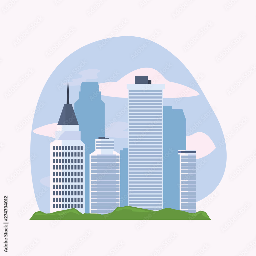 Fototapeta premium city buildings and skyscrapers urban scene