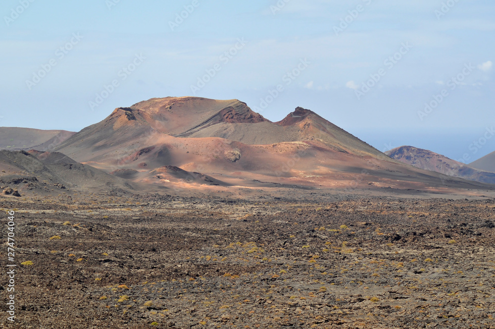 Amazing volcanic landscape of Timanfaya National Park. Lanzarote, Canary Islands, Spain