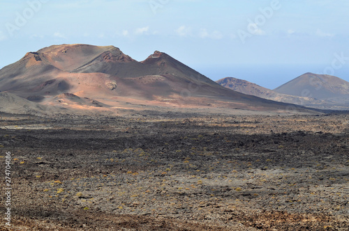 Amazing volcanic landscape of Timanfaya National Park. Lanzarote, Canary Islands, Spain