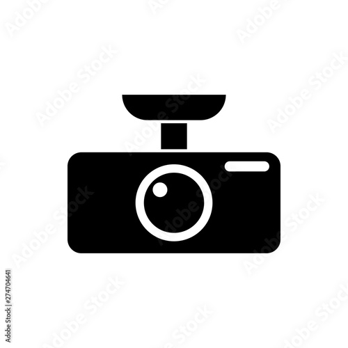 Black Car DVR icon isolated on white background. Car digital video recorder icon. Vector Illustration