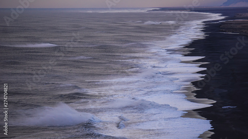 Rough waves on the Black Beach of South Iceland