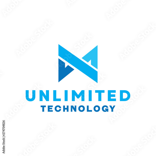 Free Download Unlimited Logo For Technology design with Blue Color vector concept and Infinity icon. Digital logo for Internet, Web, Media, Marketing, Company and Business. - GFXLoad
